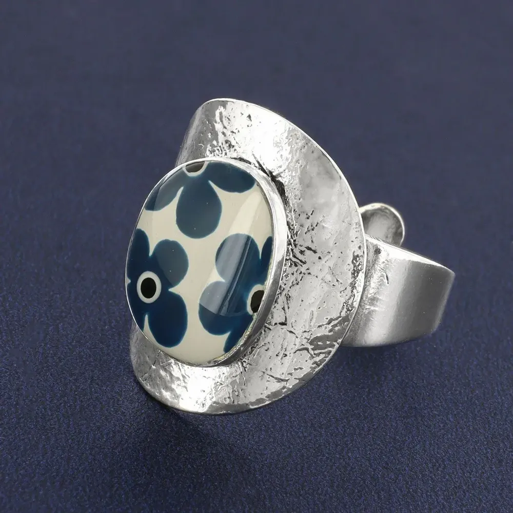 Bijoux - BAGUE GOMME COULEUR ARGENT BLEU - TARATATA BIJOUX