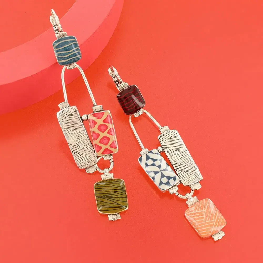 Jewelry - MULTI-COLORED SILVER RIBBON SLEEPERS - TARATATA BIJOUX