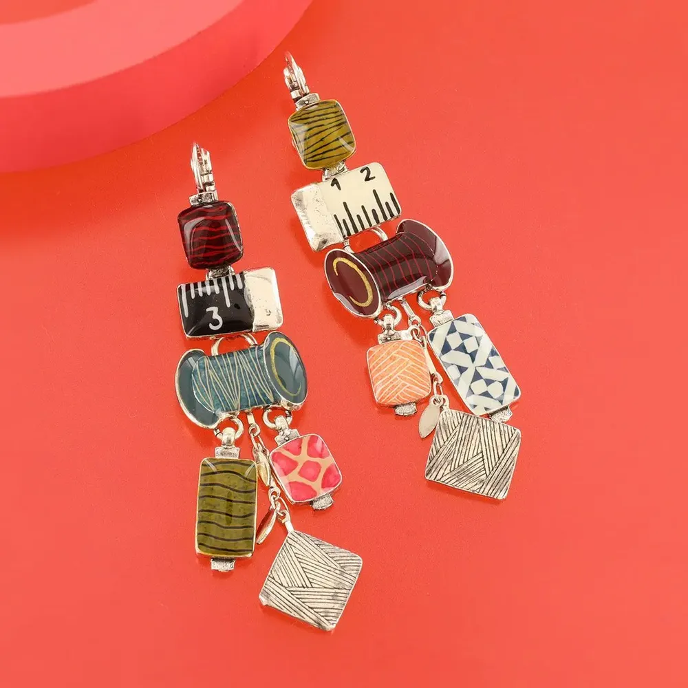 Bijoux - DORMEUSES RUBAN COULEUR ARGENT MULTI - TARATATA BIJOUX