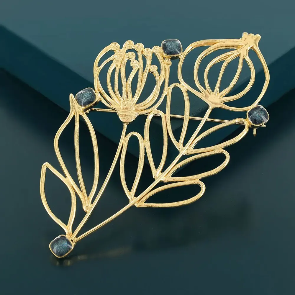 Jewelry - BROOCH SKETCH GOLD BLUE COLOUR - TARATATA BIJOUX