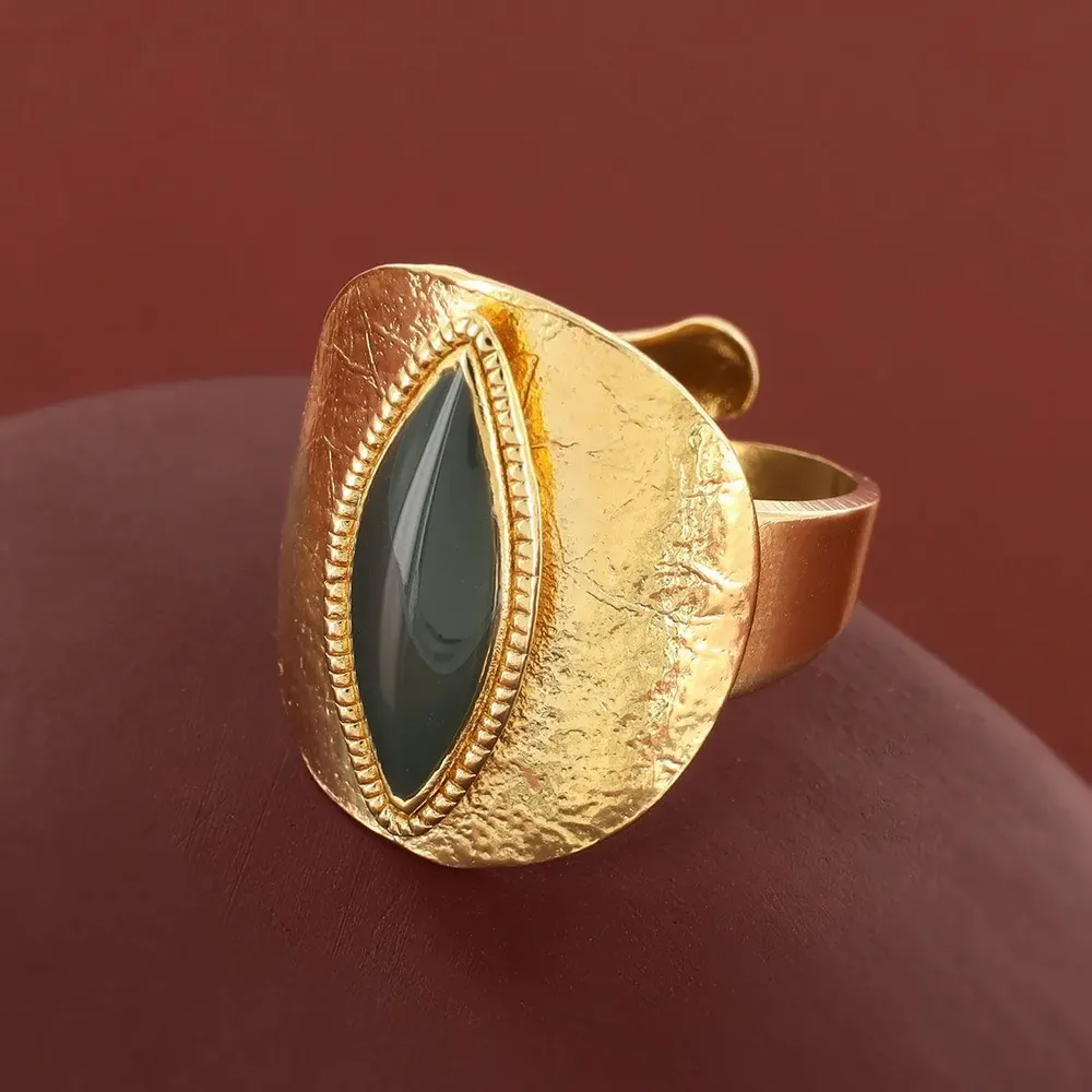 Bijoux - BAGUE ZEBRA COULEUR DORE VERT - TARATATA BIJOUX