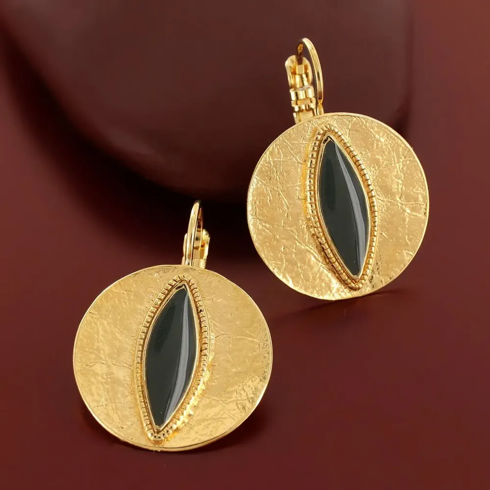 Bijoux - DORMEUSES ZEBRA COULEUR DORE VERT - TARATATA BIJOUX