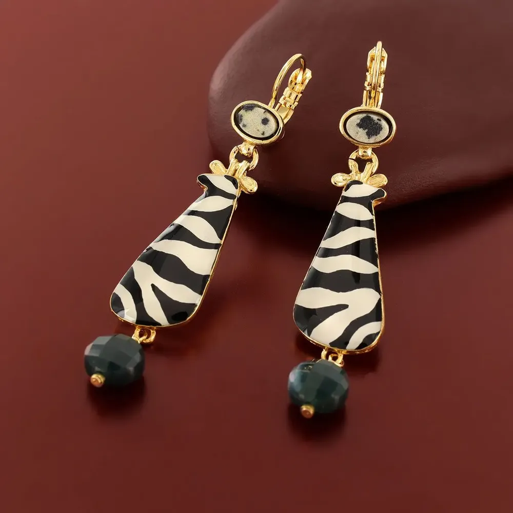 Bijoux - DORMEUSES ZEBRA COULEUR DORE NOIR - TARATATA BIJOUX