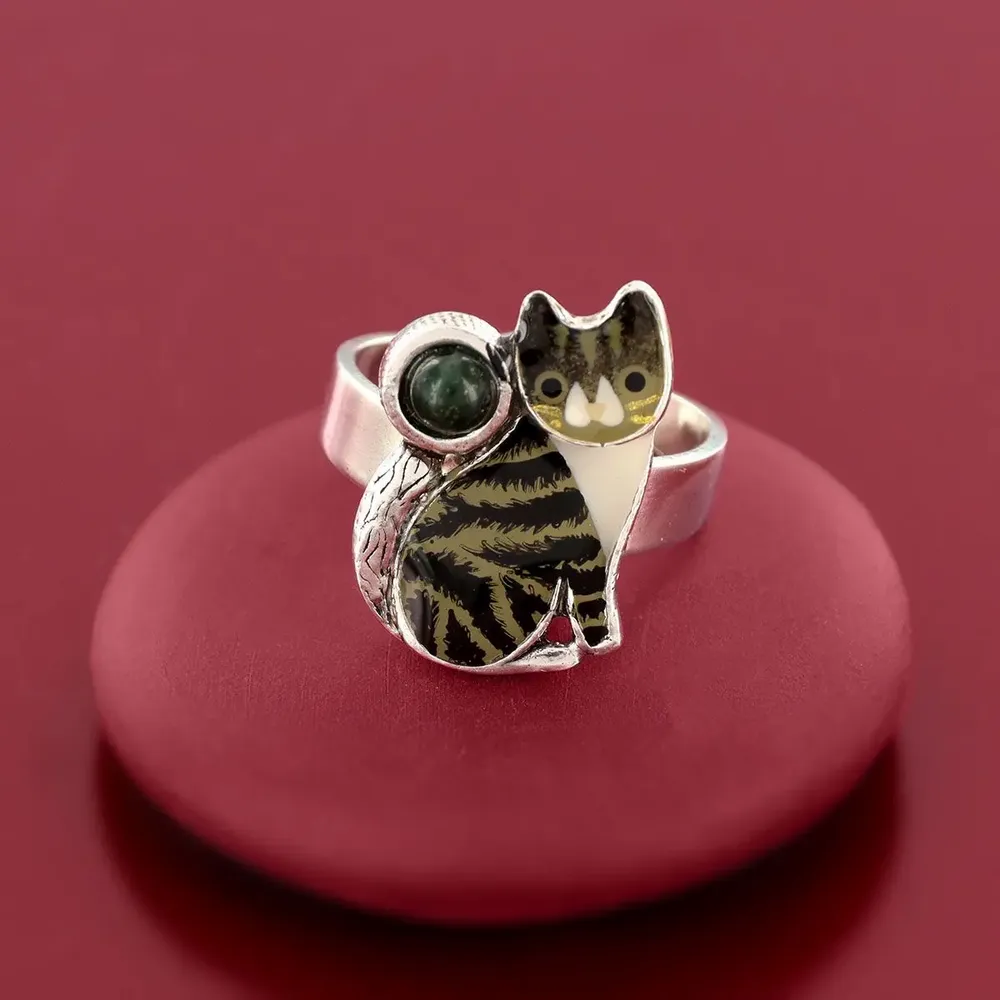 Bijoux - BAGUE TABBY COULEUR ARGENT NOIR - TARATATA BIJOUX