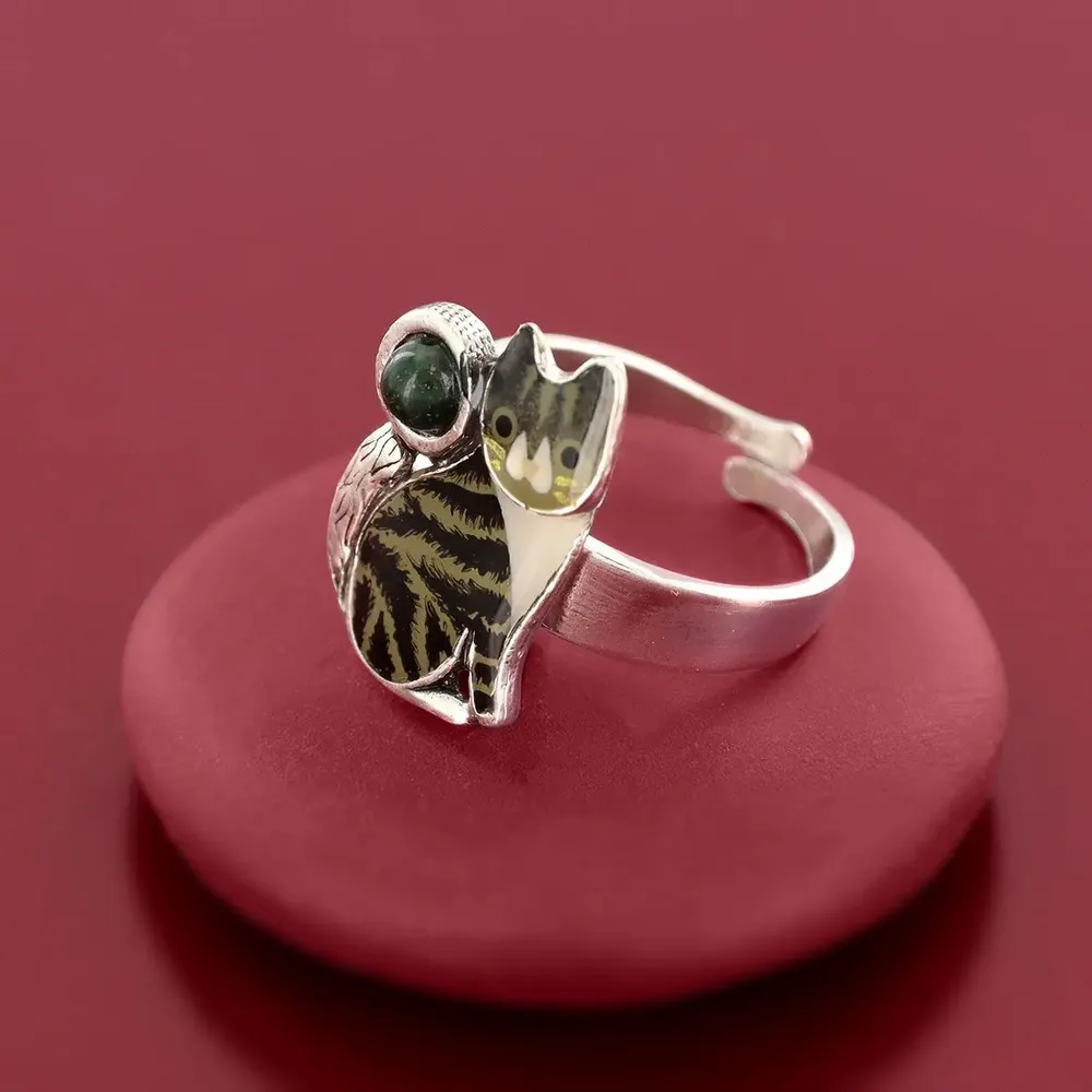 Bijoux - BAGUE TABBY COULEUR ARGENT NOIR - TARATATA BIJOUX