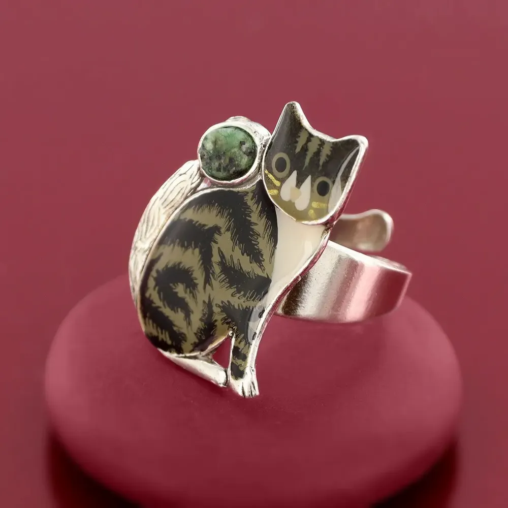 Bijoux - BAGUE TABBY COULEUR ARGENT NOIR - TARATATA BIJOUX