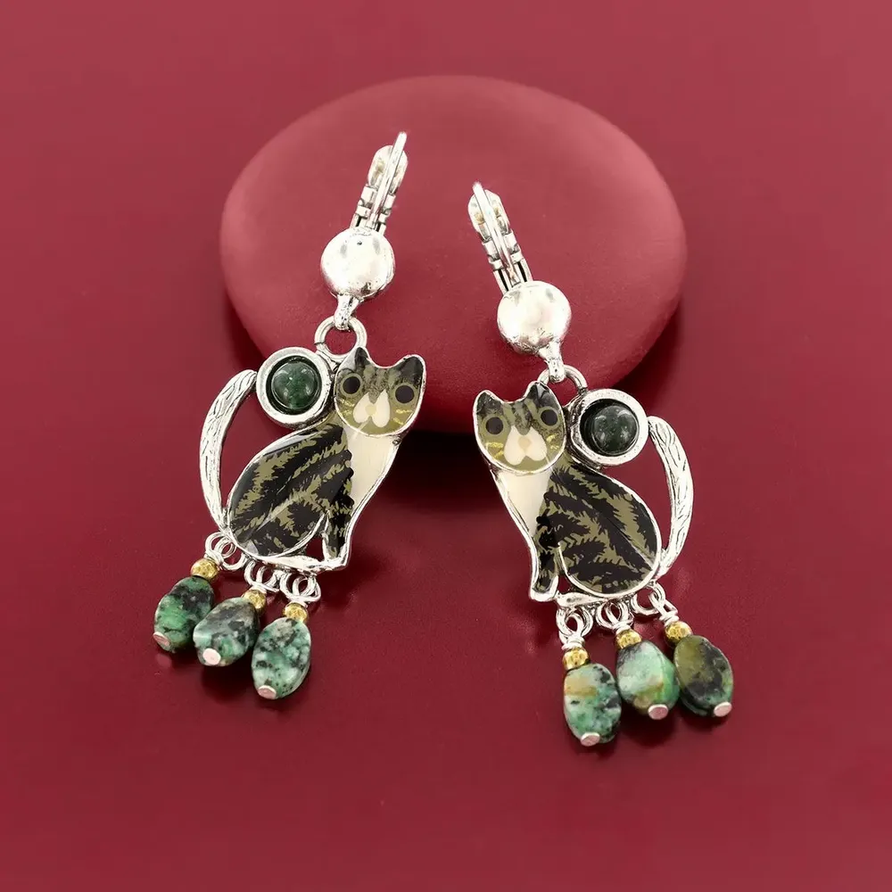 Jewelry - Tabby sleepers, silver and black. - TARATATA BIJOUX