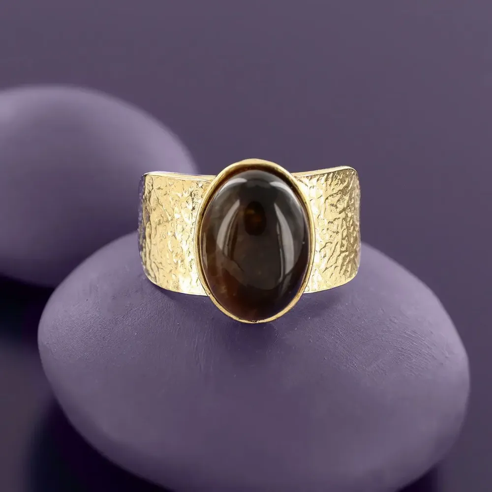 Bijoux - BAGUE FRIDA COULEUR DORE MARRON - TARATATA BIJOUX