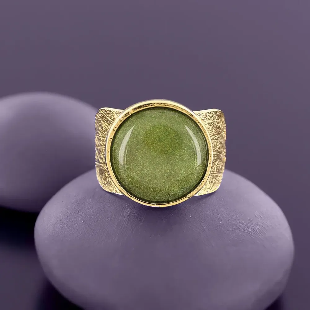 Bijoux - BAGUE FRIDA COULEUR DORE VERT - TARATATA BIJOUX