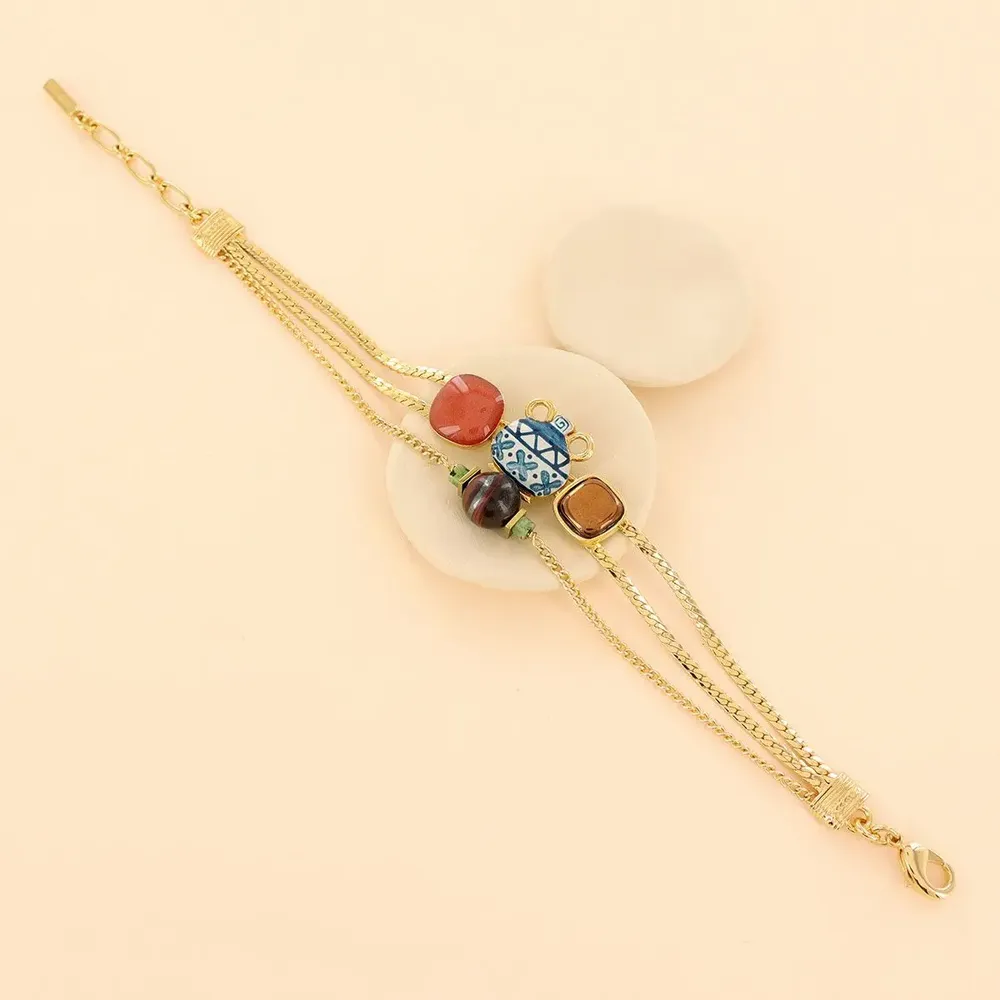 Jewelry - Antique Gold-Plated Multi-Color Bracelet - TARATATA BIJOUX
