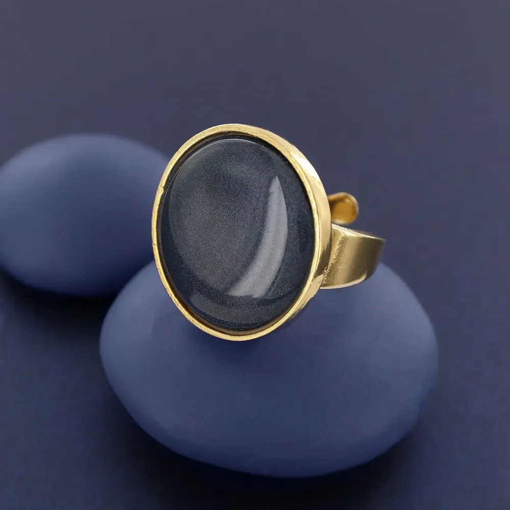 Bijoux - BAGUE INSTINCT COULEUR DORE BLEU - TARATATA BIJOUX