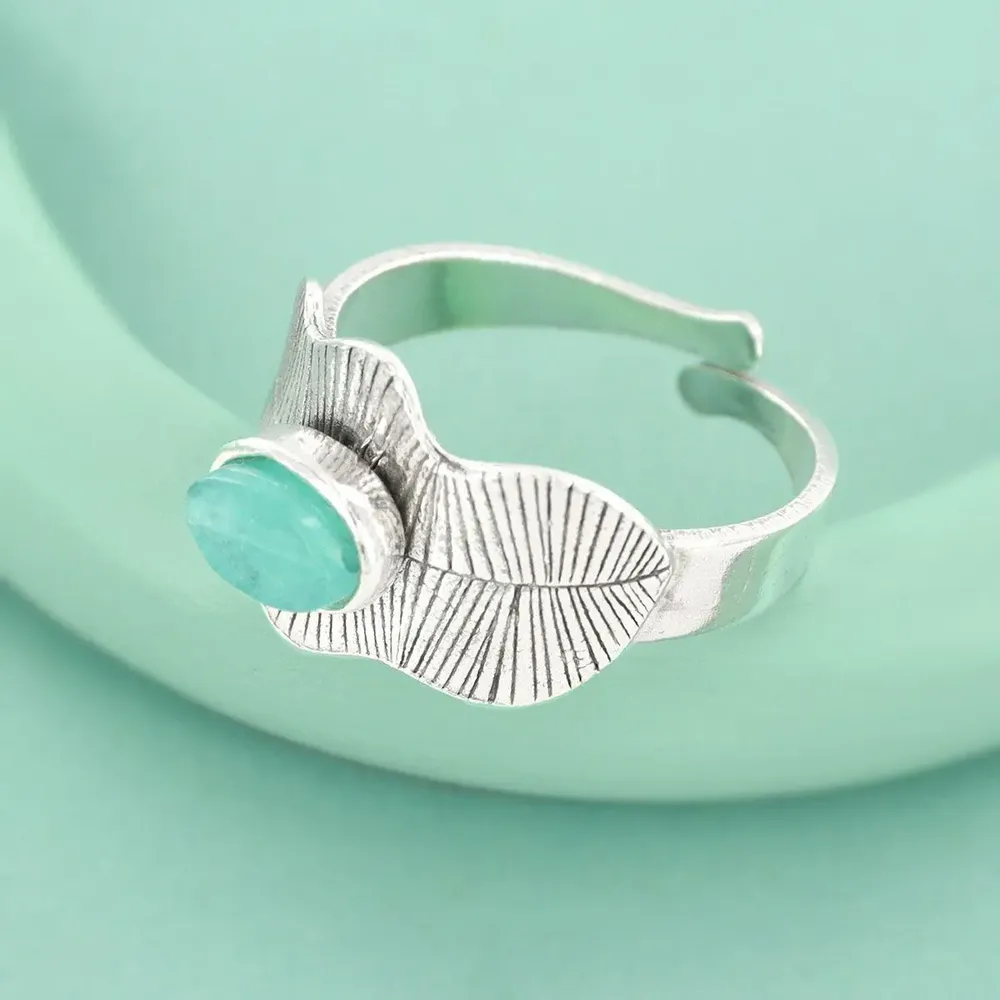 Bijoux - BAGUE OPIUM COULEUR ARGENT TURQUOISE - TARATATA BIJOUX
