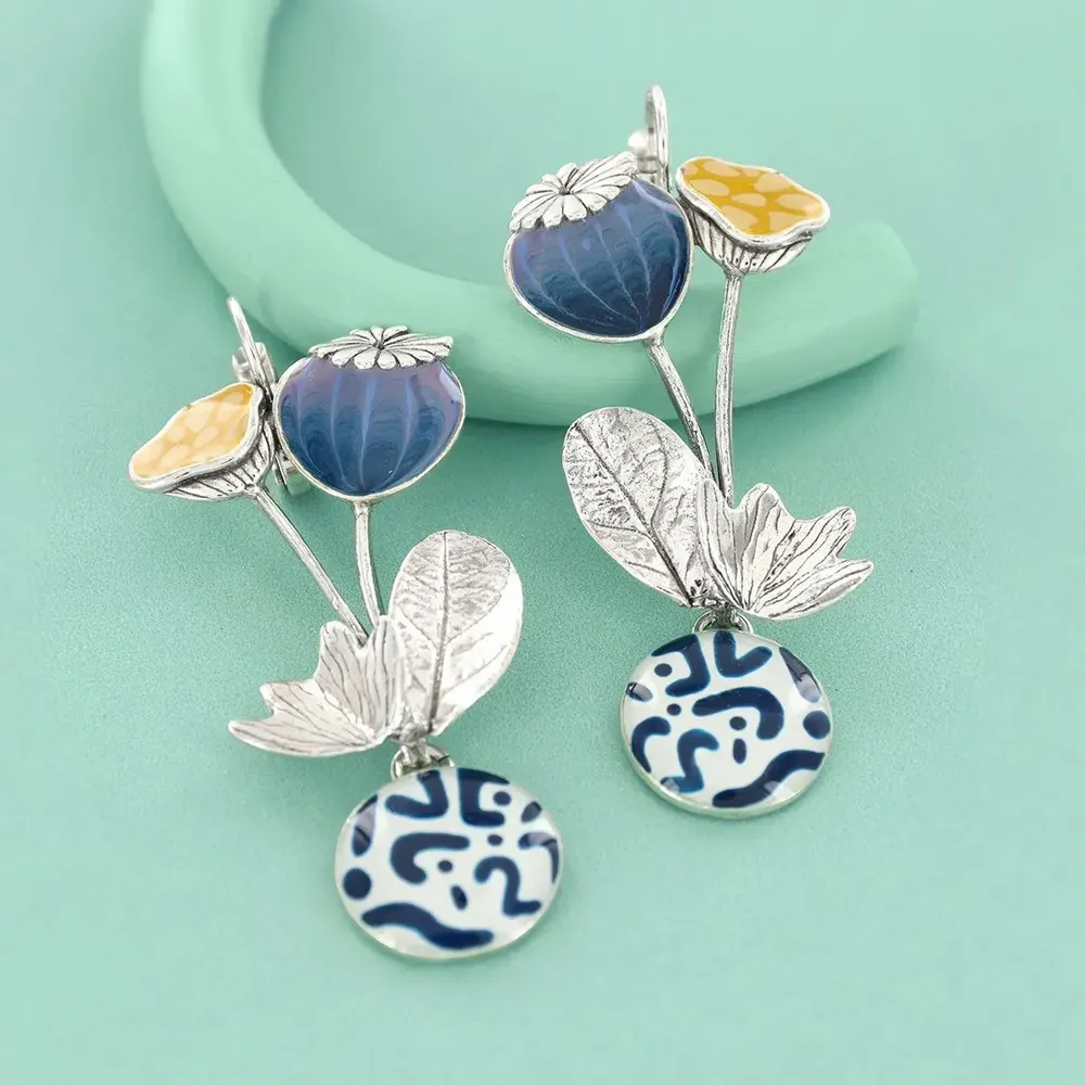 Jewelry - OPIUM SLEEPERS, SILVER BLUE COLOR - TARATATA BIJOUX