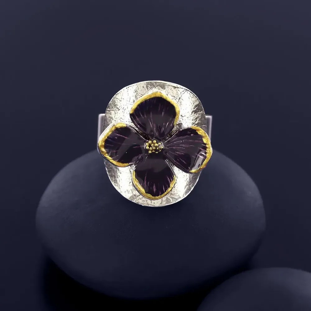 Jewelry - Hydrangea Ring, Silver and Plum - TARATATA BIJOUX