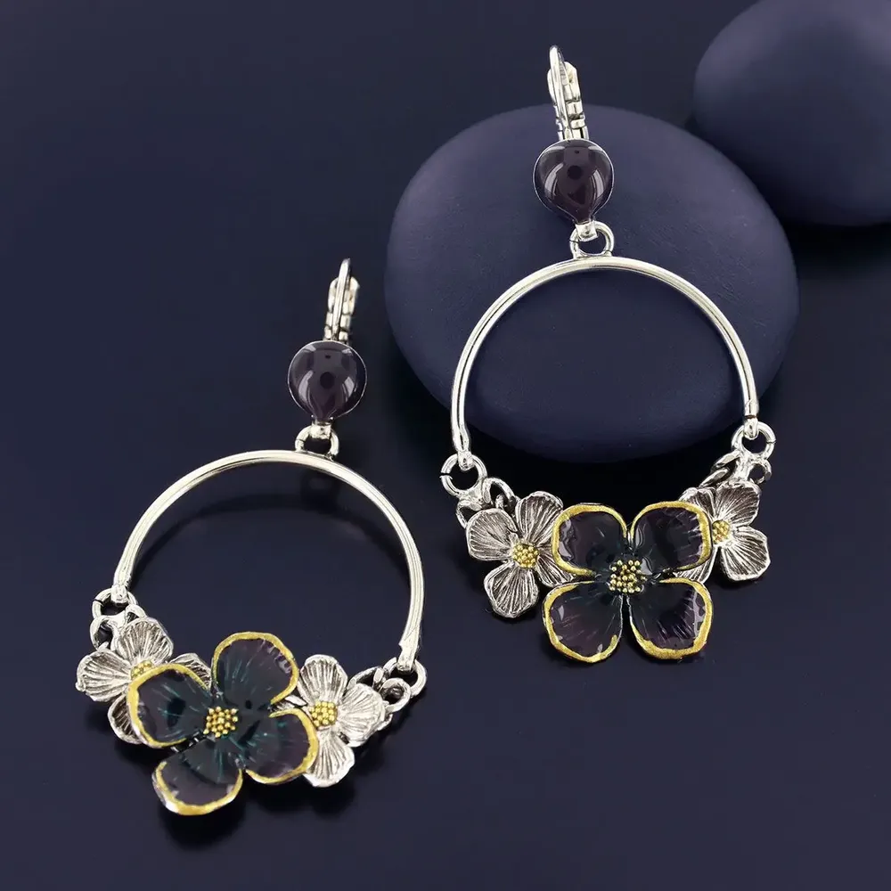 Jewelry - Hydrangea bedheads, silver and plum color - TARATATA BIJOUX