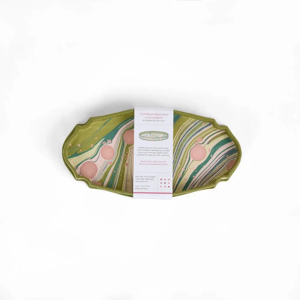 Objets de décoration - PLATEAU DE BUREAU VICTORIEN MARBRÉ - MOSS FIRE WHIRL - CRAFT BOAT