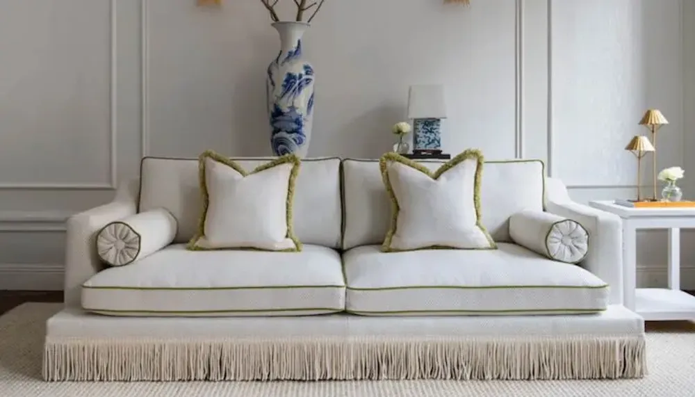 Sofas - ORLANDO SOFA — MADRAS CHEVRON — IVORY FRINGES - RIJD INTERIOR