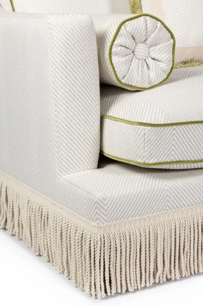 Sofas - ORLANDO SOFA — MADRAS CHEVRON — IVORY FRINGES - RIJD INTERIOR