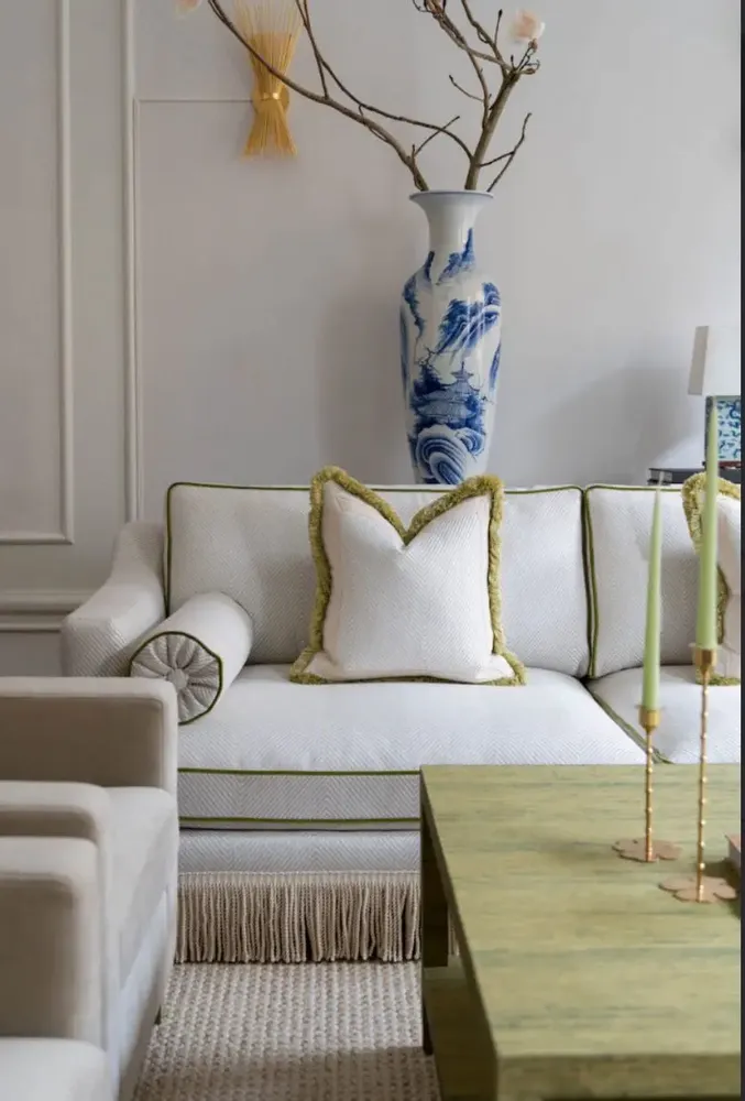 Sofas - ORLANDO SOFA — MADRAS CHEVRON — IVORY FRINGES - RIJD INTERIOR