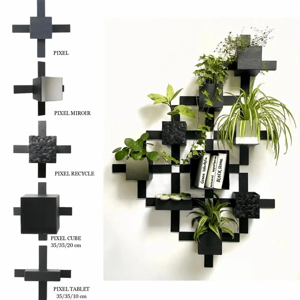 Murs végétaux - PIXEL, Jardinière murale en ardoise naturelle,  35/35/12.5 cm - ARDOISE DESIGN