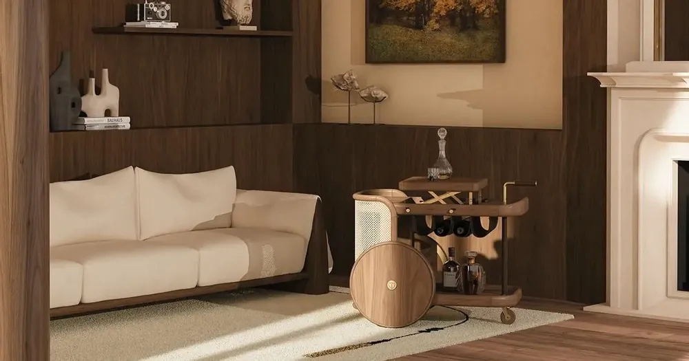 Game tables - Brinsley Bar Cart By Wood Tailors Club Made in Portugal - WOOD TAILORS CLUB