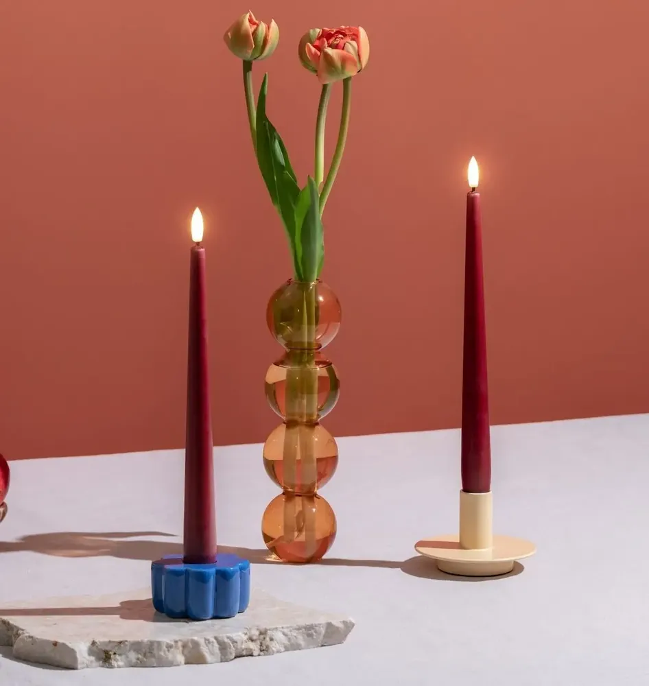 Éclairage LED - (NEW) Seasonal Colours LED Taper Candles Silk (Two Pack) - MOODS & MORE