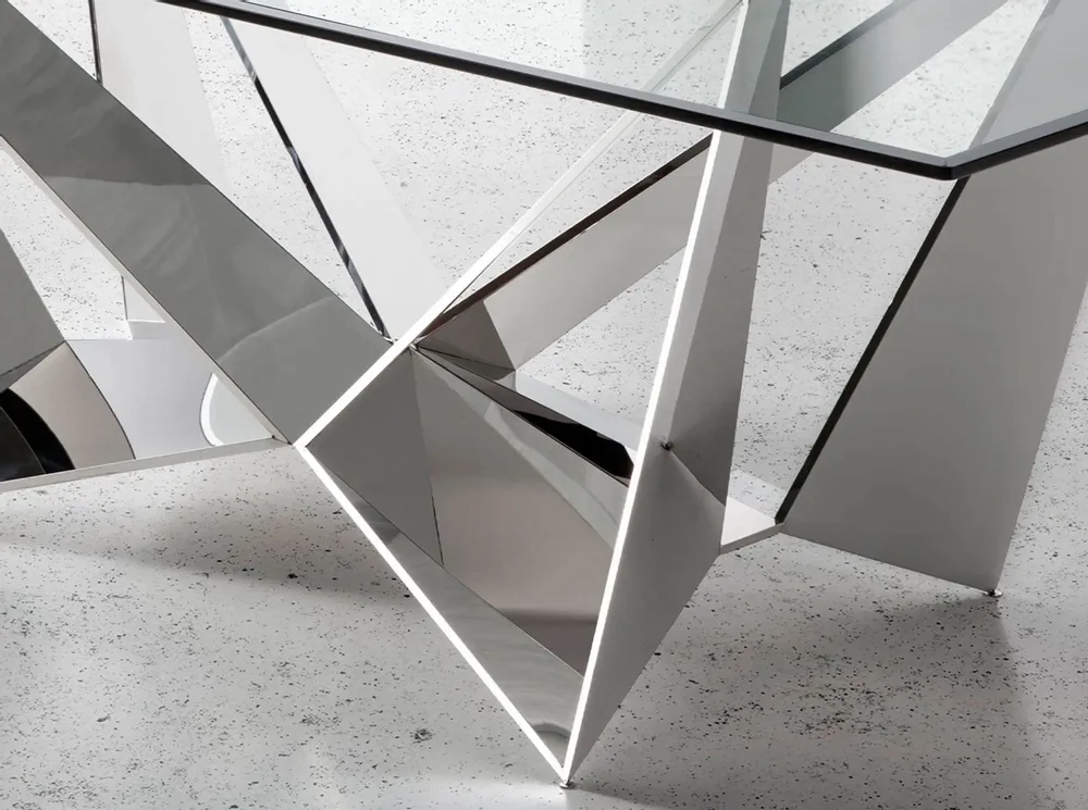 Dining Tables - Rectangular tempered glass and chrome-plated steel dining table - ANGEL CERDÁ