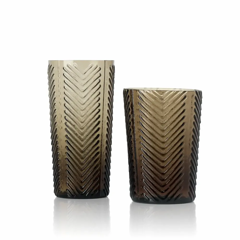 Verres - Le Verre Tumbler Herringbone - Fumé - BAZAR BIZAR LIVING