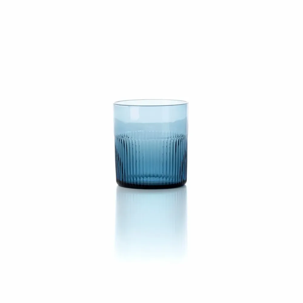 Glass - The Azure Rippled Low Tumbler - Blue - BAZAR BIZAR LIVING