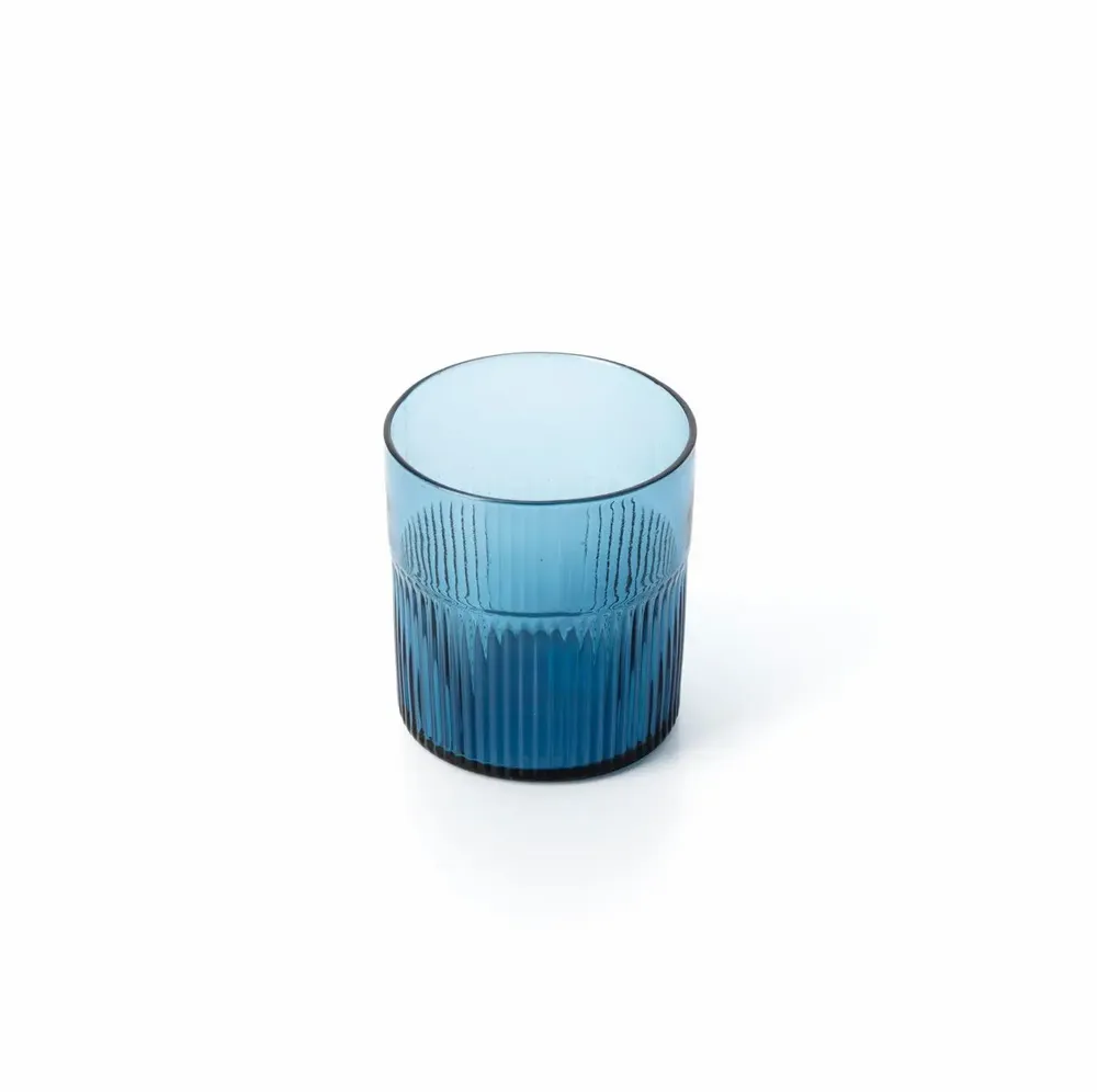 Glass - The Azure Rippled Low Tumbler - Blue - BAZAR BIZAR LIVING