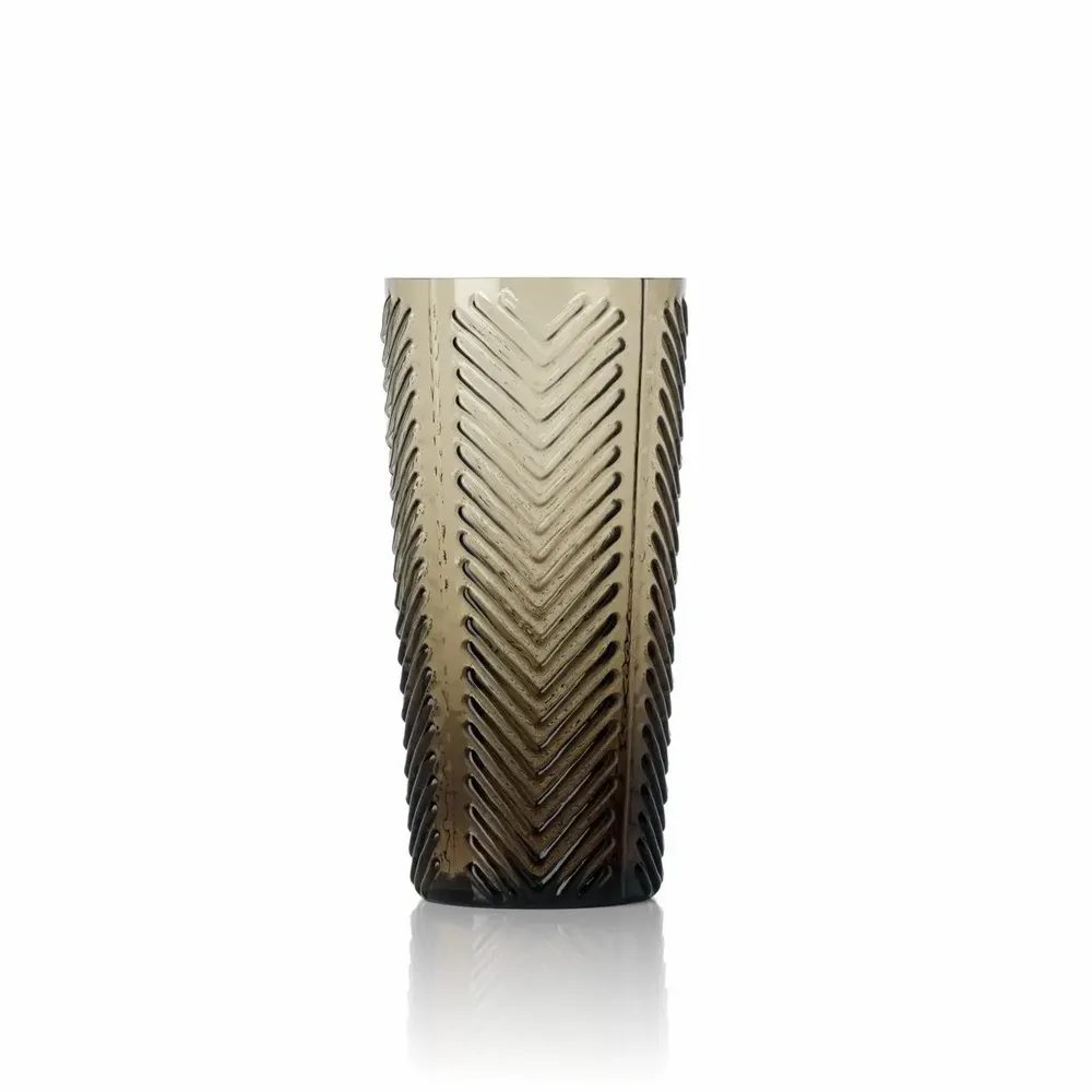 Glass - The Herringbone Highball - Smoke - BAZAR BIZAR LIVING