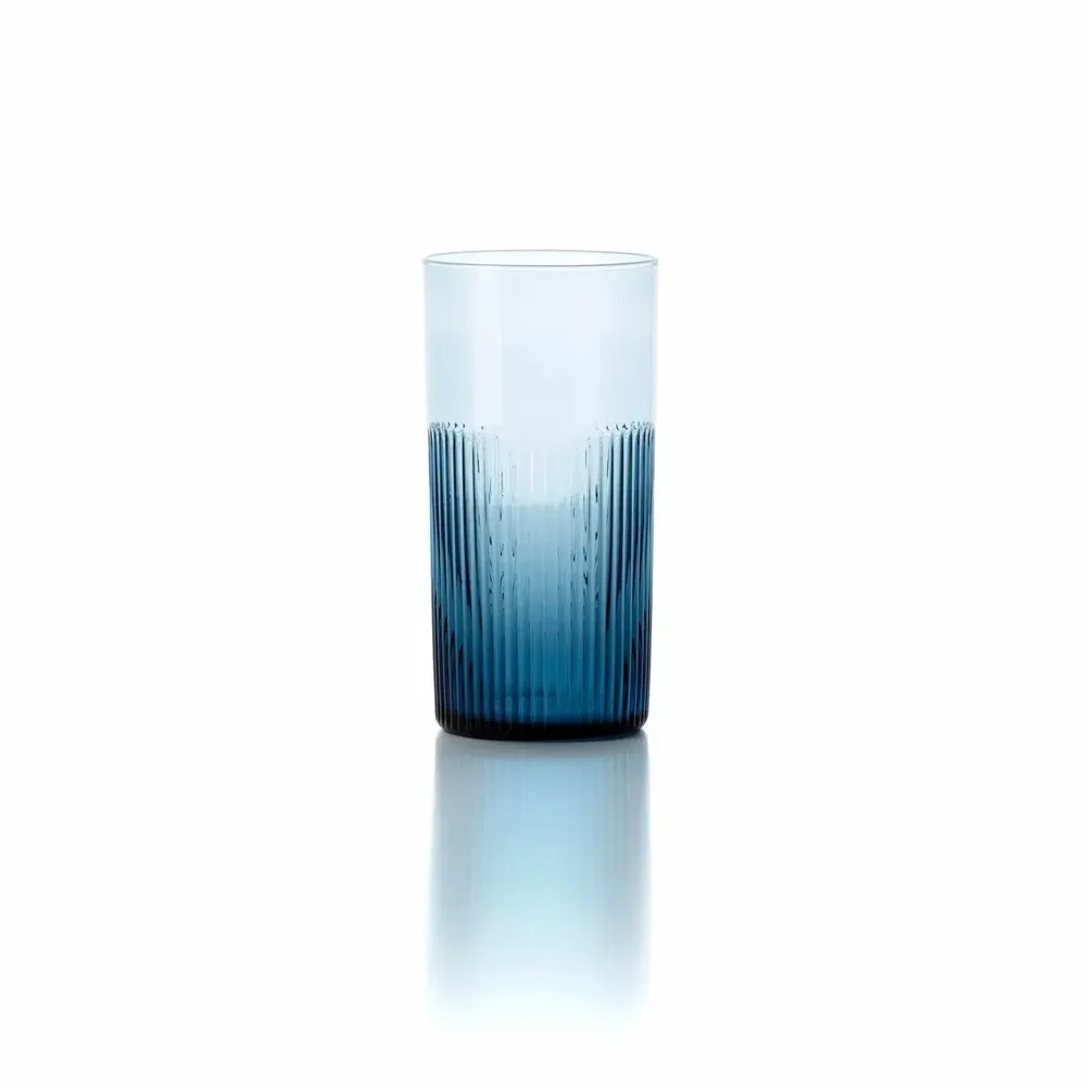 Glass - The Azure Rippled High Tumbler - Blue - BAZAR BIZAR LIVING
