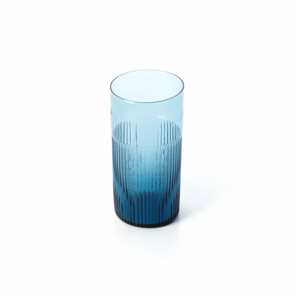 Glass - The Azure Rippled High Tumbler - Blue - BAZAR BIZAR LIVING