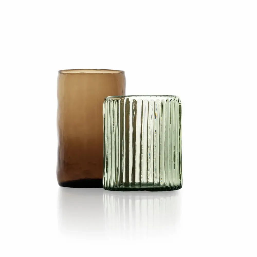 Glass - The Ribbed Tumbler - Charcoal - BAZAR BIZAR LIVING