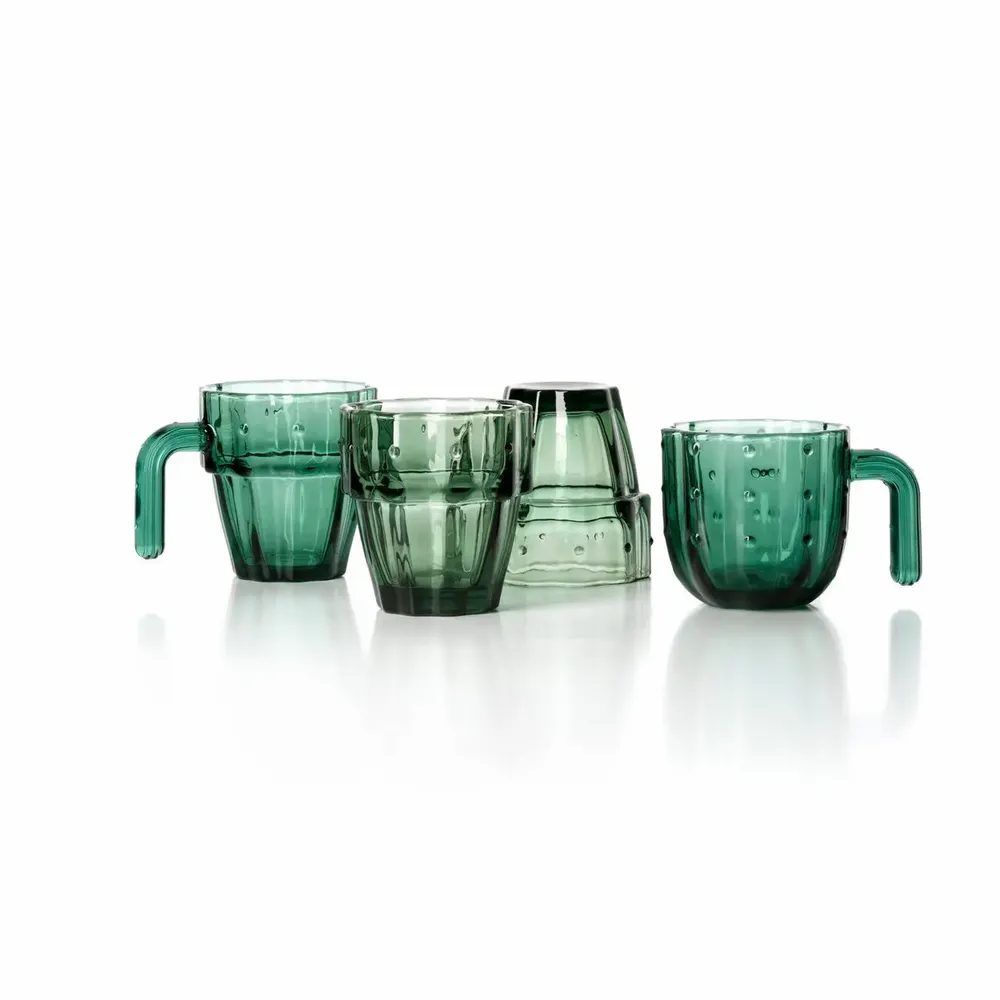 Glass - The Stack-a-Cactus Glasses - Green - Set of 4 - BAZAR BIZAR LIVING