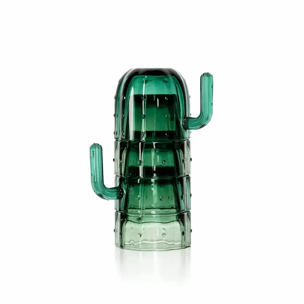 Glass - The Stack-a-Cactus Glasses - Green - Set of 4 - BAZAR BIZAR LIVING