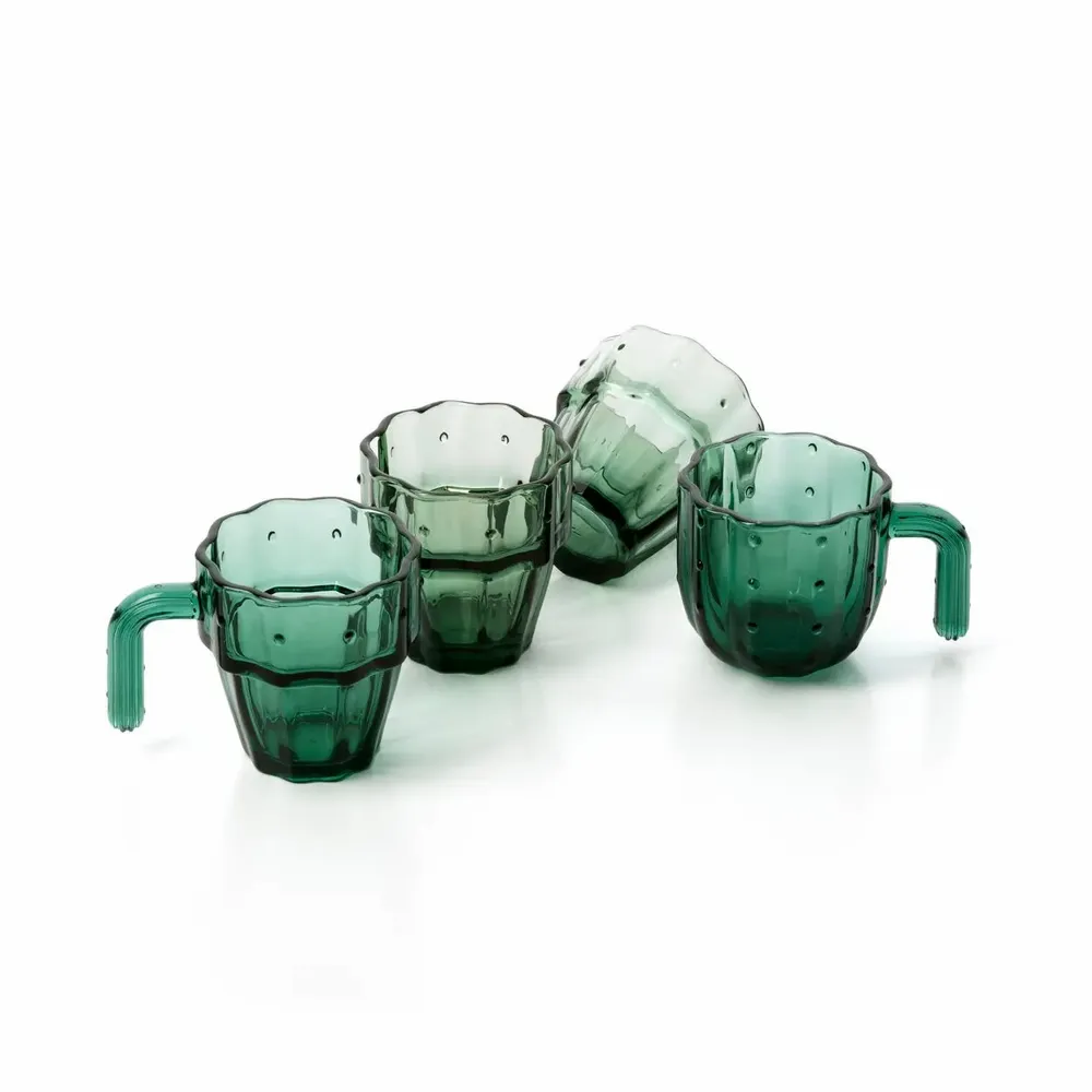 Glass - The Stack-a-Cactus Glasses - Green - Set of 4 - BAZAR BIZAR LIVING