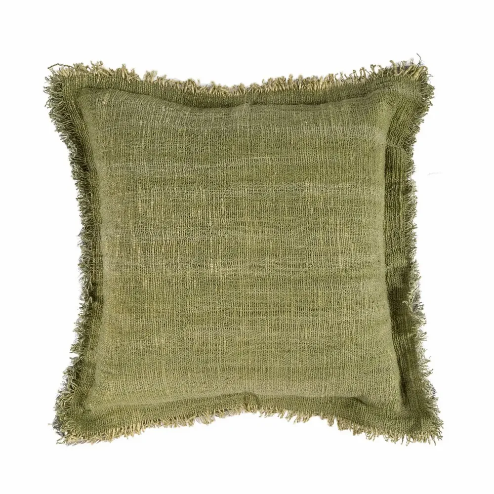 Fabric cushions - The Jungle Fringe Cushion Cover - Green - BAZAR BIZAR LIVING