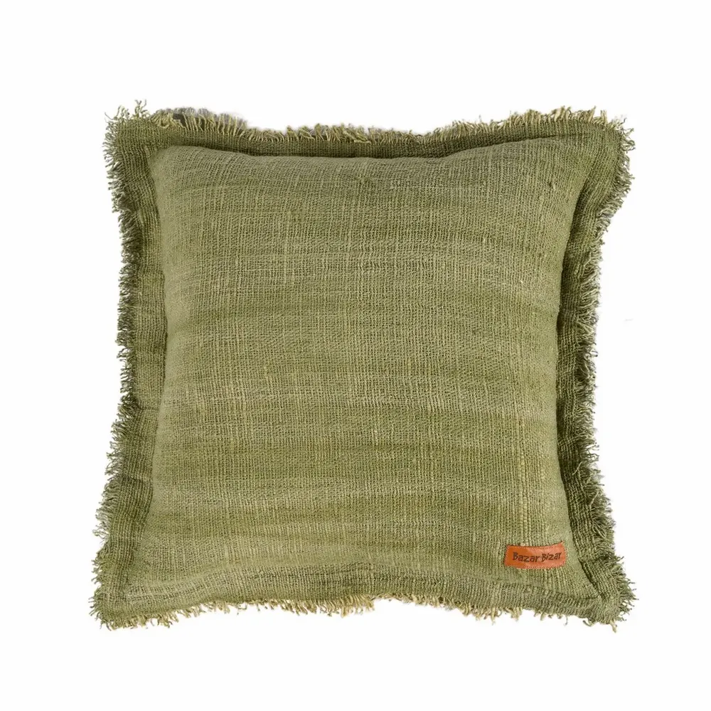 Fabric cushions - The Jungle Fringe Cushion Cover - Green - BAZAR BIZAR LIVING