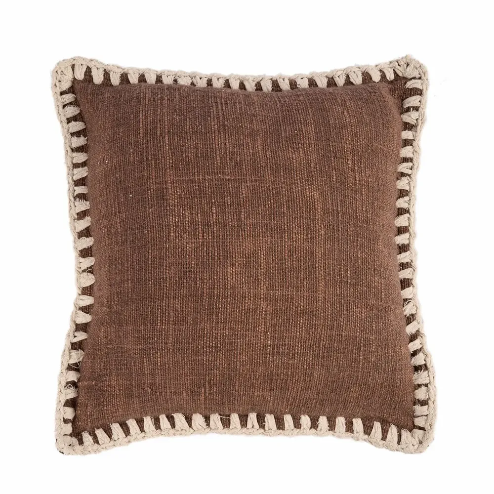 Fabric cushions - The Espresso Edge Cushion Cover - Brown White - BAZAR BIZAR LIVING