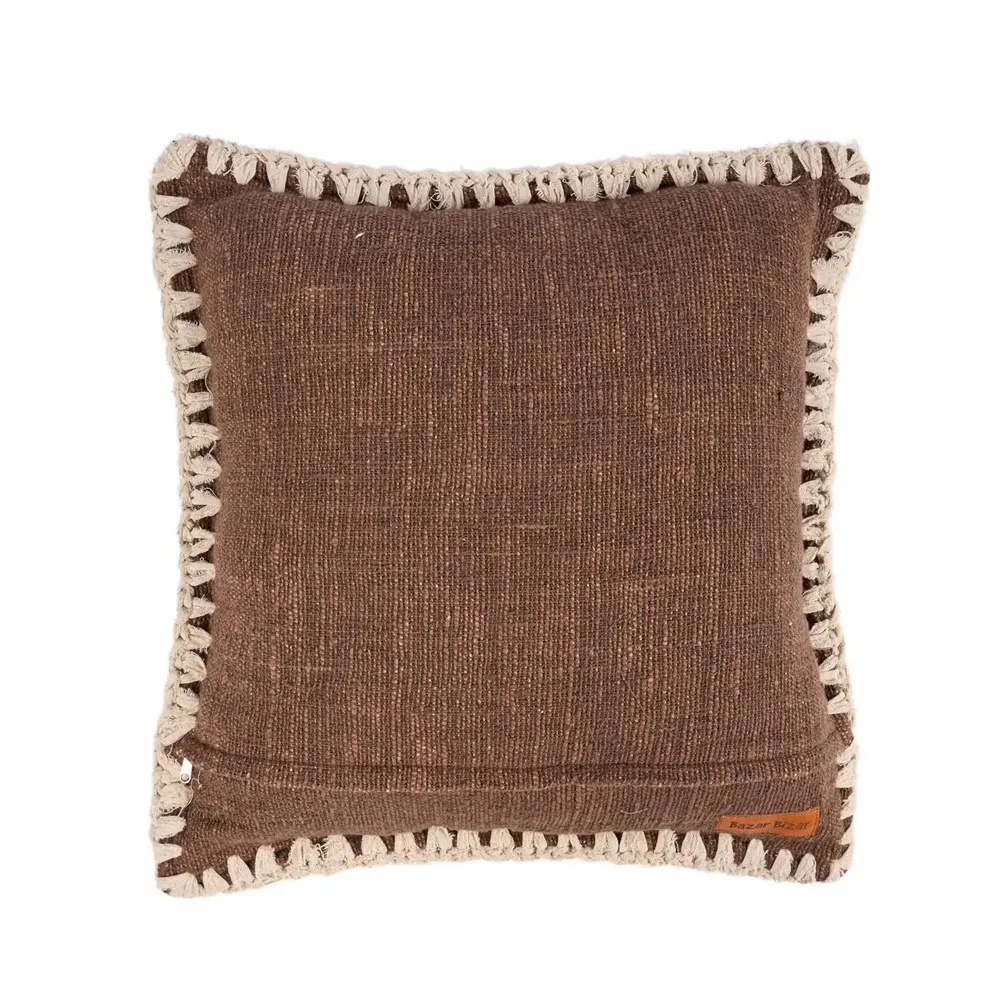 Fabric cushions - The Espresso Edge Cushion Cover - Brown White - BAZAR BIZAR LIVING