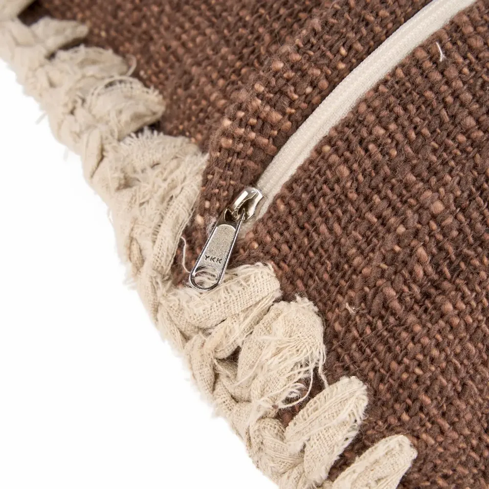 Fabric cushions - The Espresso Edge Cushion Cover - Brown White - BAZAR BIZAR LIVING