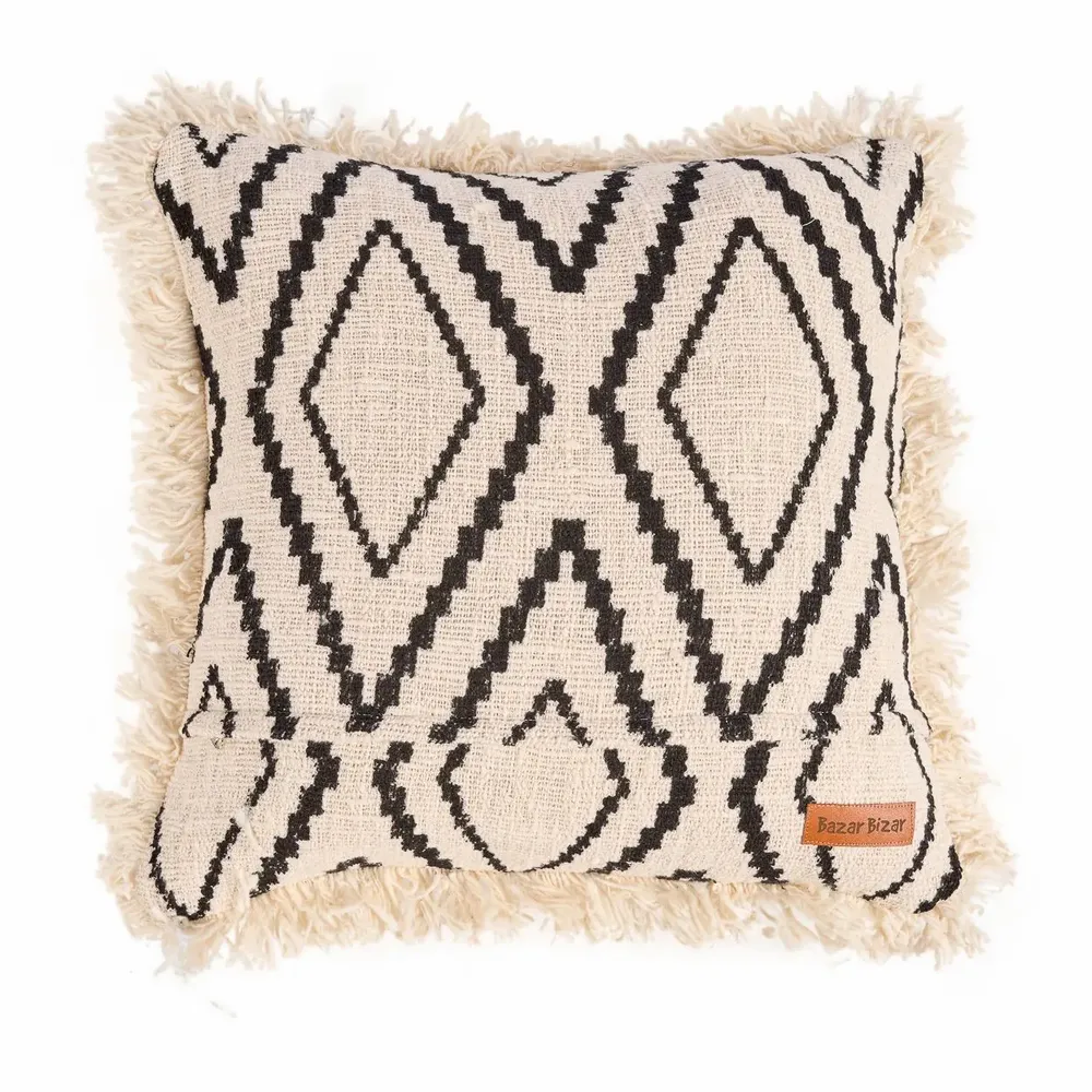 Coussins textile - La Housse de Coussin Sahara Diamond - Noir Naturel - BAZAR BIZAR LIVING