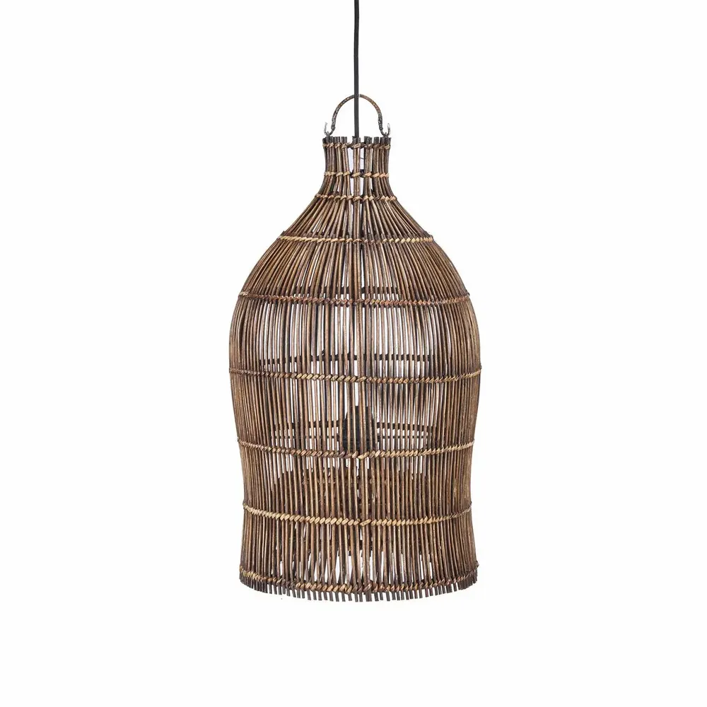 Plafonniers - Le Luminaire Suspendu Woven Bell - Noyer Foncé - S - BAZAR BIZAR LIVING
