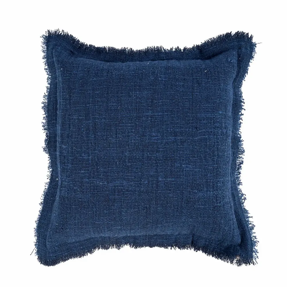 Coussins textile - La Housse de Coussin Azure Fringe - Bleu Indien - BAZAR BIZAR LIVING