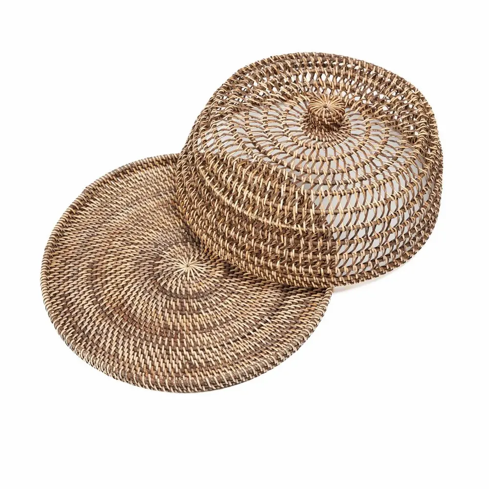 Laundry baskets - The Rattan Food Cover - Natural Brown - L - BAZAR BIZAR LIVING