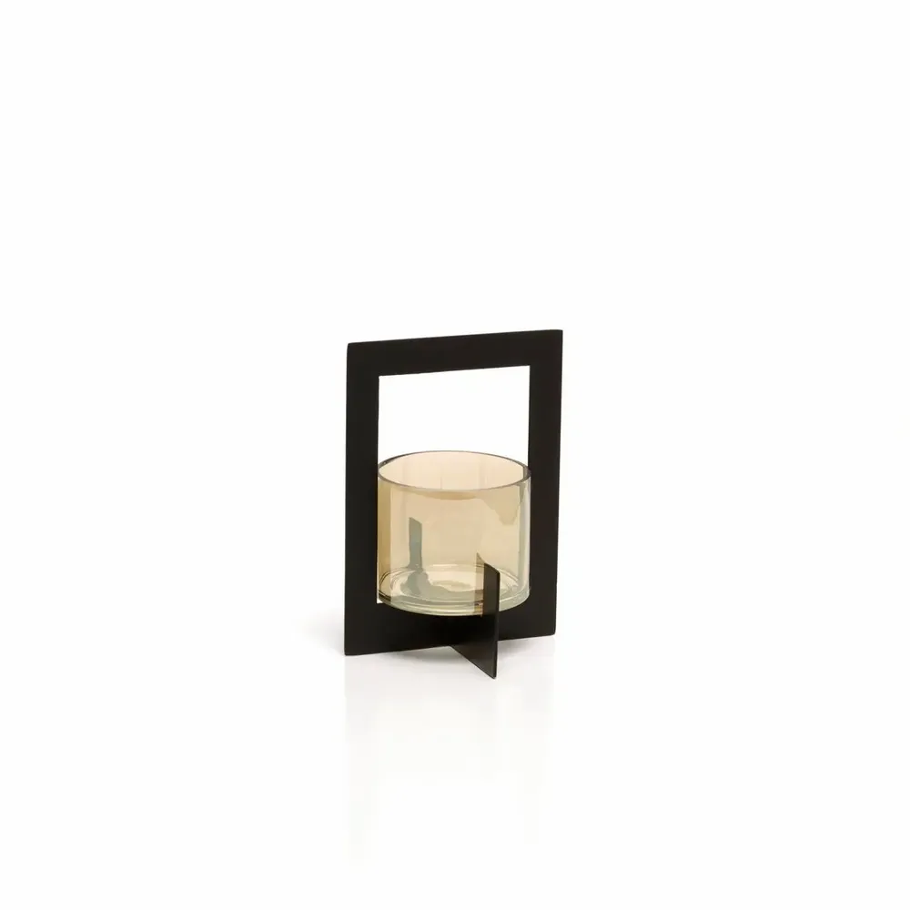 Bougeoirs et photophores  - Le Photophore Hurricane Framed - Noir - M - BAZAR BIZAR LIVING