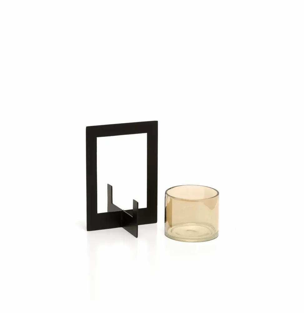 Bougeoirs et photophores  - Le Photophore Hurricane Framed - Noir - M - BAZAR BIZAR LIVING