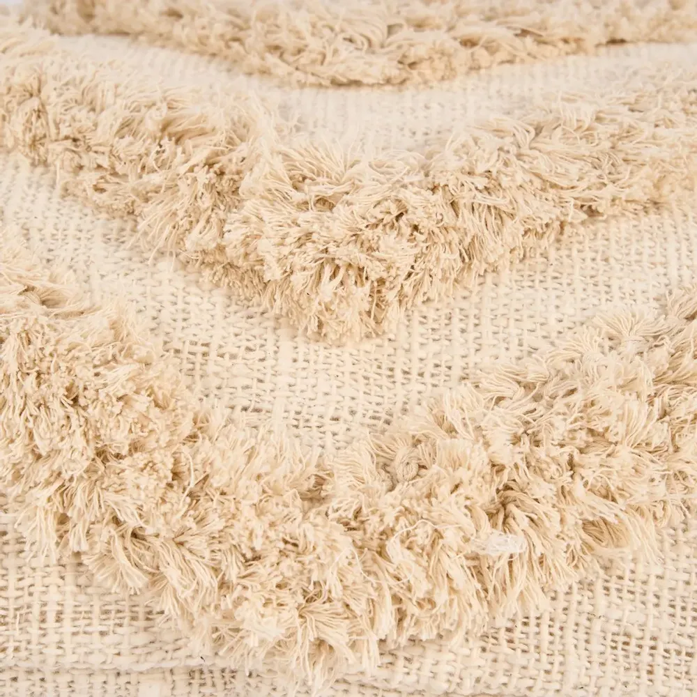 Fabric cushions - The Nomad Tassel Cushion Cover - Cream - BAZAR BIZAR LIVING