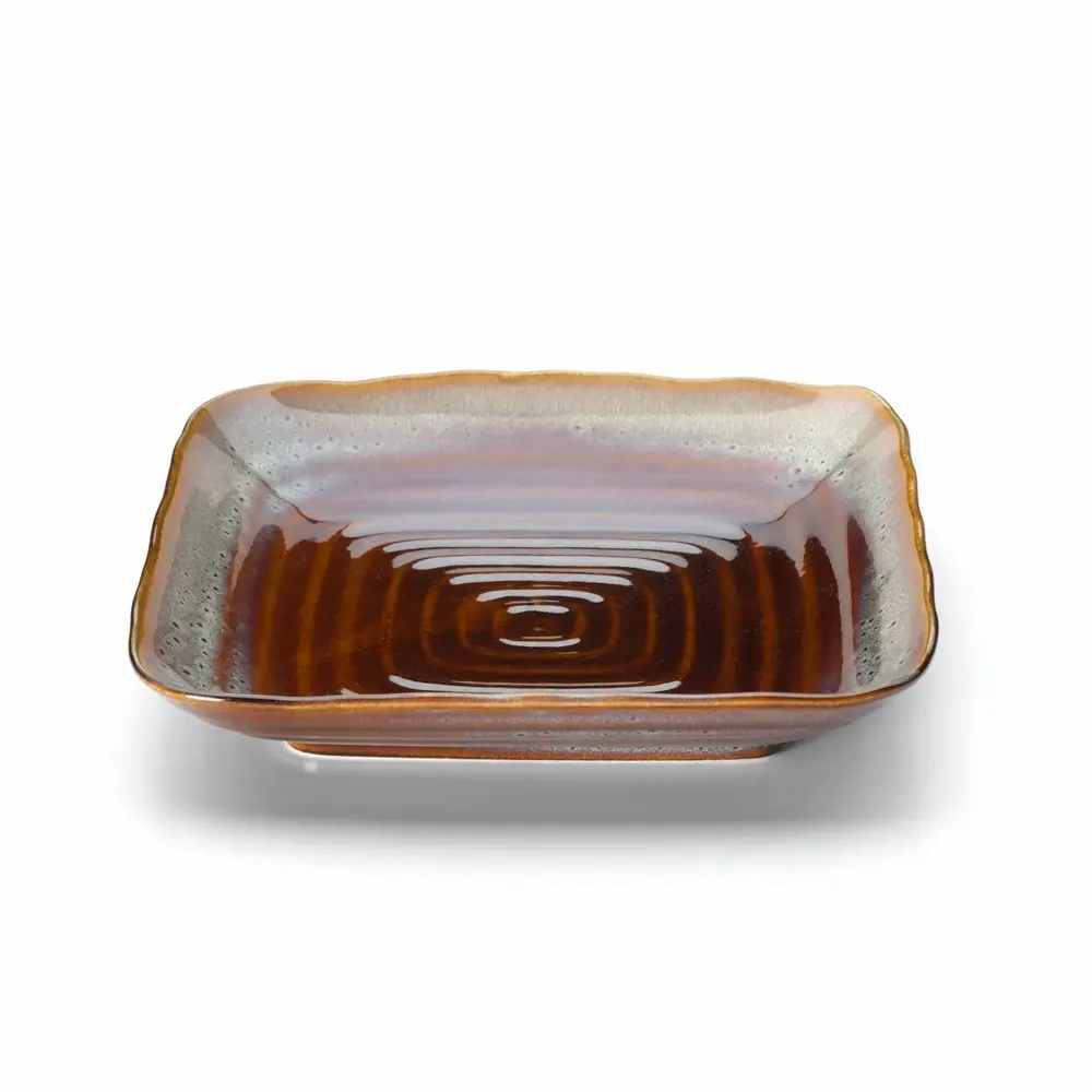 Assiettes au quotidien - L’Assiette Carrée Smoked Horizon - Brun Gris - M - BAZAR BIZAR LIVING